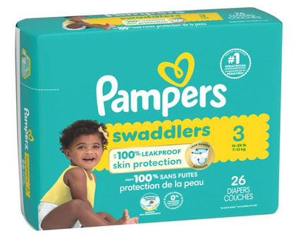 Pampers Swaddlers Active Baby Diapers Size 3, 26 Count, soft and breathable with superior leak protection for active babies.