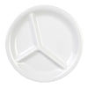 EcoQuality 3-Compartment Plate is made from durable and reliable melamine material. You can use this stylish plate to serve any dish you want.  Ideal for serving salads, side dishes, sushi or hot meals. Performed in white color, it will perfectly fit any restaurant environment. High quality affordable restaurant and household dinnerware.