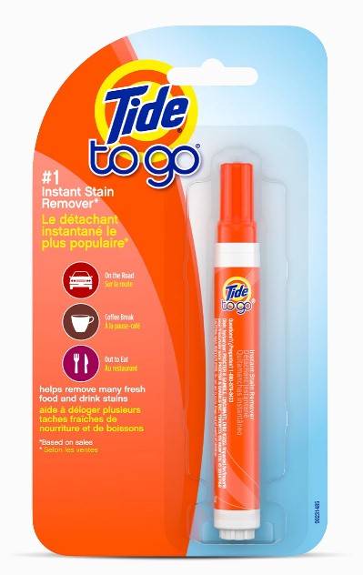 Tide To Go Instant Stain Remover pen, 1 count, case of 6, removes stains instantly for quick, on-the-go cleaning.