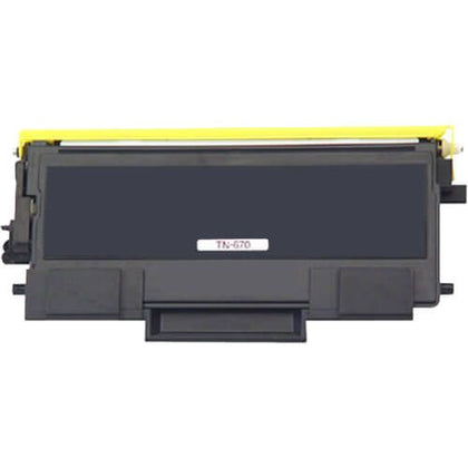 TN670 compatible black toner cartridge for Brother printers, high yield 7,500 pages.