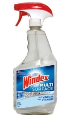 Windex Multi-Surface Vinegar Cleaner Trigger Spray 765ml – streak-free, ammonia-free cleaner for glass, countertops, and stainless steel.
