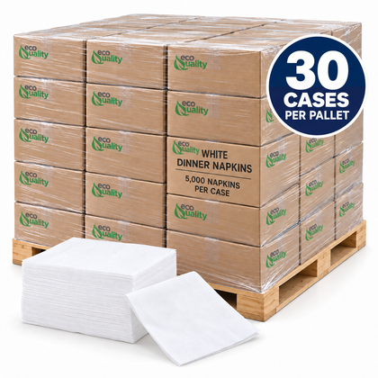 Illustrative EcoQuality white dinner napkins, 30 case pallet