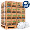 White dome coffee cup lids on a 40 case full pallet
