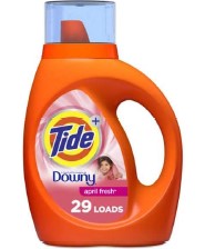 Tide Liquid HE Laundry Detergent with Downy, 42 oz, 29 loads, Case of 6 for powerful cleaning and long-lasting softness.