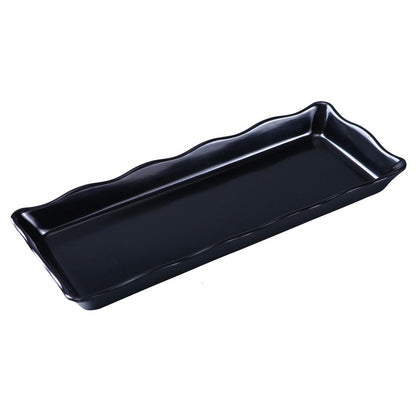 Yanco Scallop Edged Display Tray DC-6014B 6/Pcs Ideal for serving hot or cold appetizers, slices of bread, desserts, and other food for the entire table. Made from melamine material, it is popular for being reliable and having an unbreakable structure. The stylish Deli collection has a distinctive appearance featuring dinnerware With a glossy finish. It can be used in restaurants and catered events, outdoor dining areas, diners and cafes, and even hotels and poolside parties.