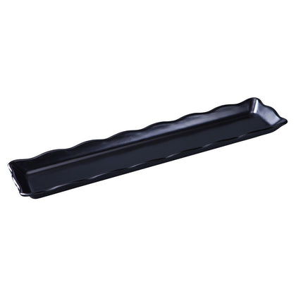 Yanco Scallop Edged Display Tray DC-6021B 12/Pcs Ideal for serving hot or cold appetizers, slices of bread, desserts, and other food for the entire table. Made from melamine material, it is popular for being reliable and having an unbreakable structure. The stylish Deli collection has a distinctive appearance featuring dinnerware With a glossy finish. It can be used in restaurants and catered events, outdoor dining areas, diners and cafes, and even hotels and poolside parties. 