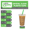 Disposable Pet Clear Plastic Smoothie Cups with Clear Flat Lids and Color Straws (9oz, 10oz, 12oz, 14oz, 16oz, 20oz, 24oz, 32oz)