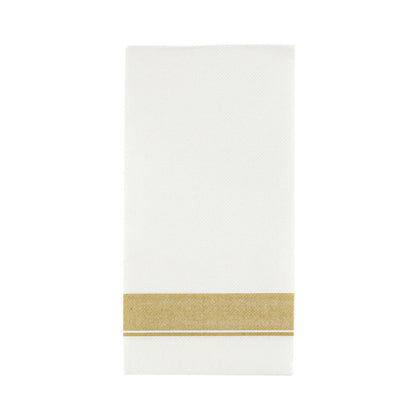Elegant Cloth-Like Disposable Paper Dinner Napkins Border Gold