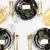 Plastic Tableware Black Plates Gold Stroke Collection Dinner Party Set