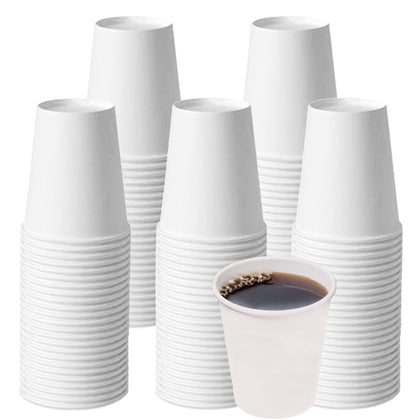 Disposable White Paper Hot Cold Cups (8oz, 10oz, 12oz, 16oz, 20oz)