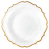 Disposable Fancy White Plastic Plates Gold Rim Contemporary Collection (7.5inch, 10.5inch)