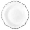 Disposable Fancy White Plastic Plates Silver Rim Contemporary Collection (7.5inch, 10.5inch)