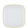 Disposable Fancy Square White Plastic Plates Gold Rim Organic Collection (6inch, 7.25inch, 8.5inch, 10 inch)