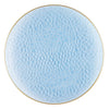 Organic Translucent Blue Hammered Plastic Plates Gold Rim (7inch, 9inch, 10inch, 13inch)
