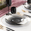 Plastic Tableware Black Plates Gold Rim Hammered Transparent Organic Collection Dinner Party Set
