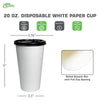 Disposable White Paper Hot Cold Cups with Black Flat Lids (10oz, 12oz, 16oz, 20oz)