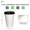 Disposable White Paper Hot Cold Cups with Black Flat Lids (10oz, 12oz, 16oz, 20oz)