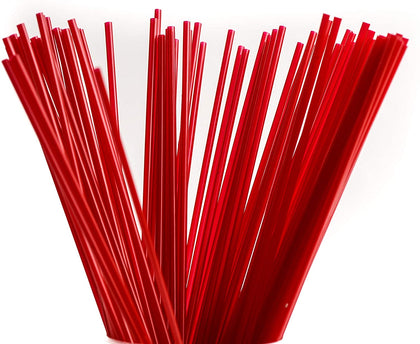 Compostable Plastic Stirrer, Bio Degradable, Eco Friendly, Sip Stirrer, Bar Stirrer, Sip Straw, For Coffee, Cocktail, Latte and Tea - Red (5 inch, 8 inch)
