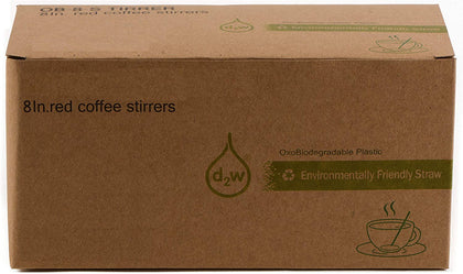 Compostable Plastic Stirrer, Bio Degradable, Eco Friendly, Sip Stirrer, Bar Stirrer, Sip Straw, For Coffee, Cocktail, Latte and Tea - Red (5 inch, 8 inch)