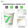 Disposable White Paper Coffee Cups Compostable Biodegradable (8oz, 10oz, 12oz, 16oz, 20oz)
