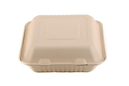 Eco-Friendly 3 Compartment  Hinged Clamshell Heavy-Duty Disposable Containers (8X8, 9X9)