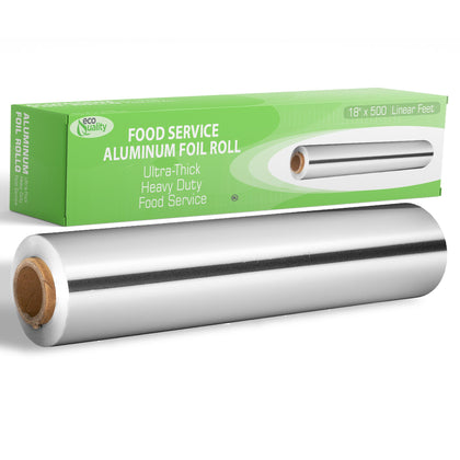 Food service aluminum foil roll, 18 inches x 500 feet, with cutter box