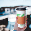 10oz Disposable Compostable Biodegradable White Paper Coffee Cups with Black Dome Lids and Sleeves