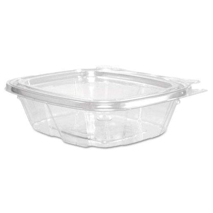 Tamper-Resistant Clear Hinged Container with Flat Lid (8oz, 16oz)